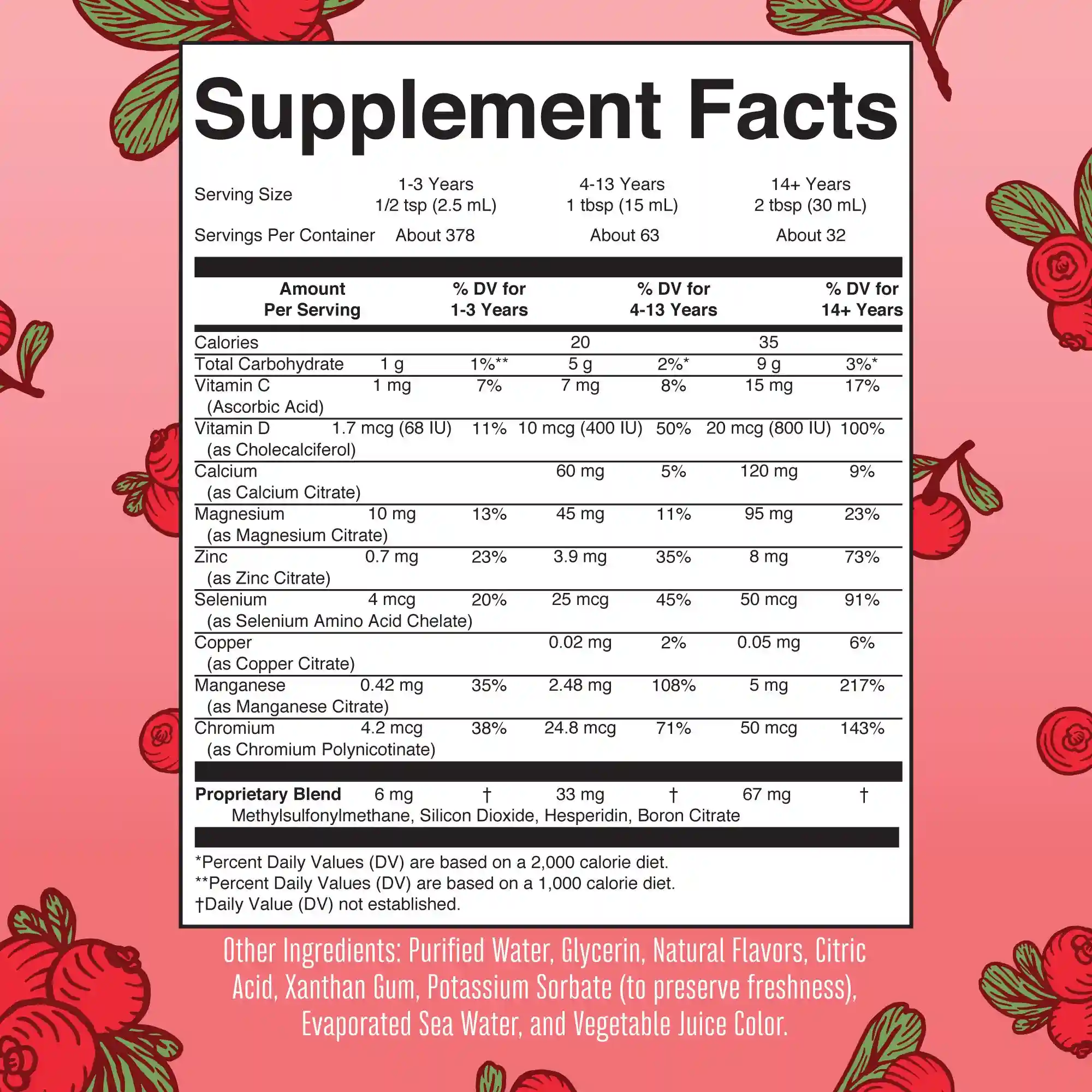 Alternative view of Liquid Nighttime Multimineral (Cranberry)