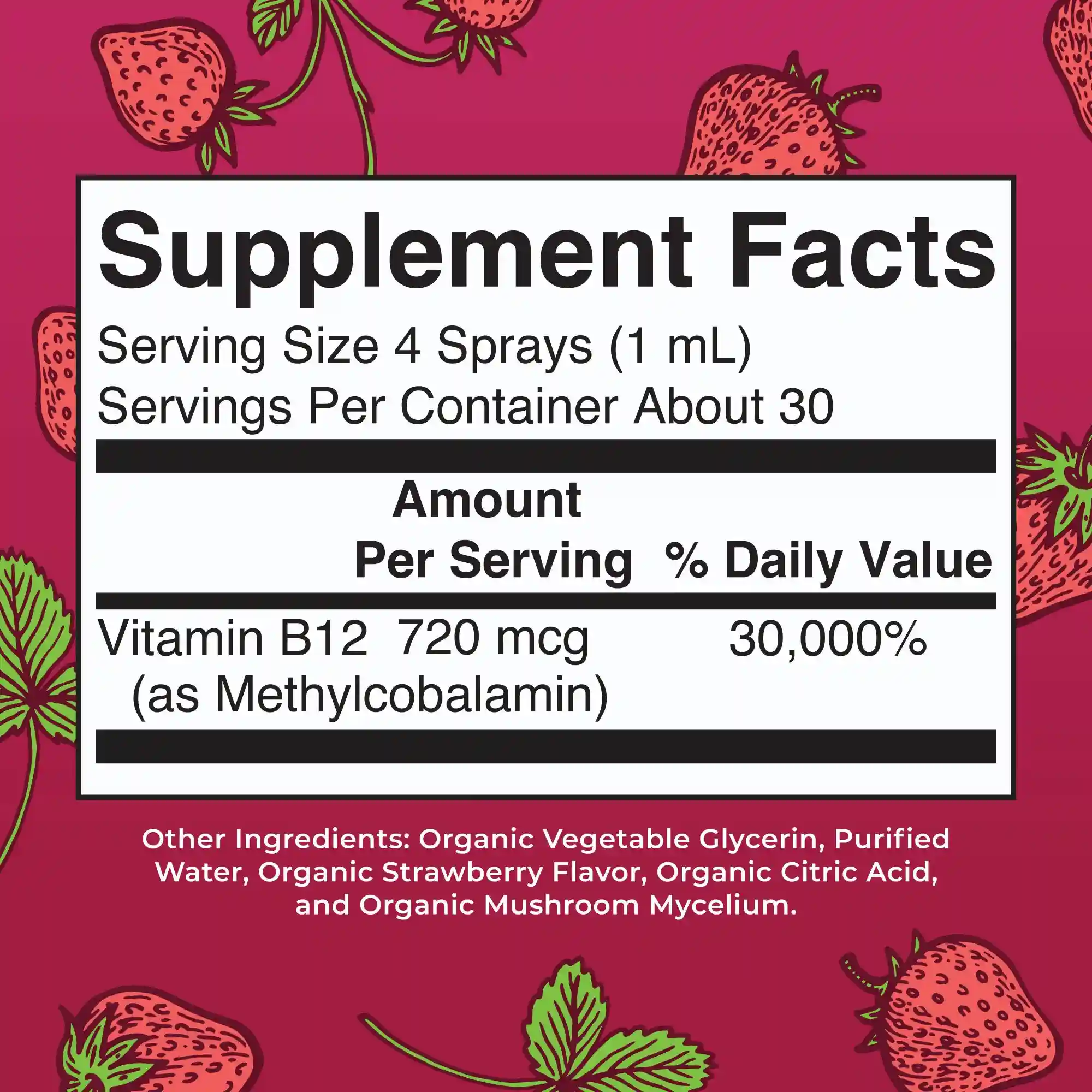 Alternative view of Methyl B12 Organic Spray, Strawberry