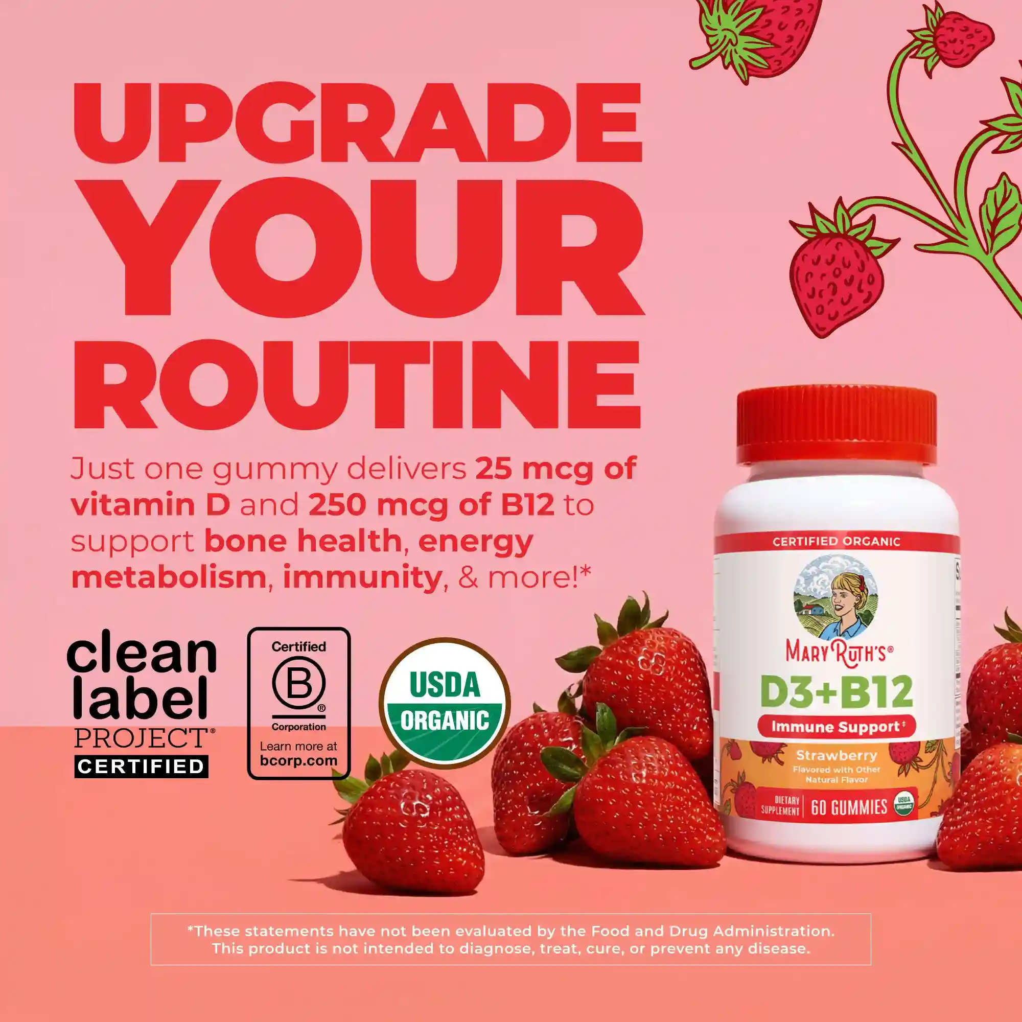 Alternative view of Organic D3+B12 Gummies