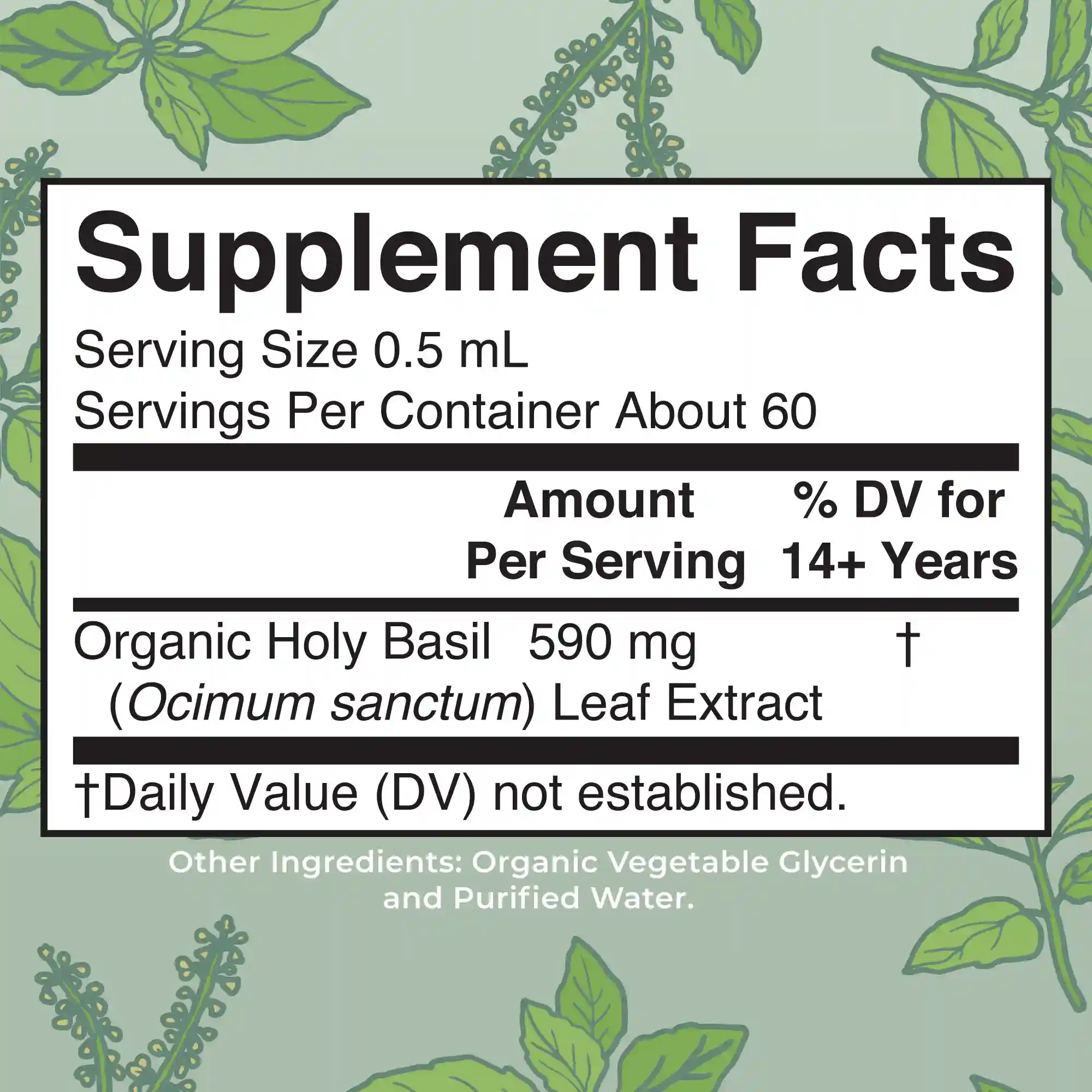 Alternative view of Organic Holy Basil Leaf Liquid Drops