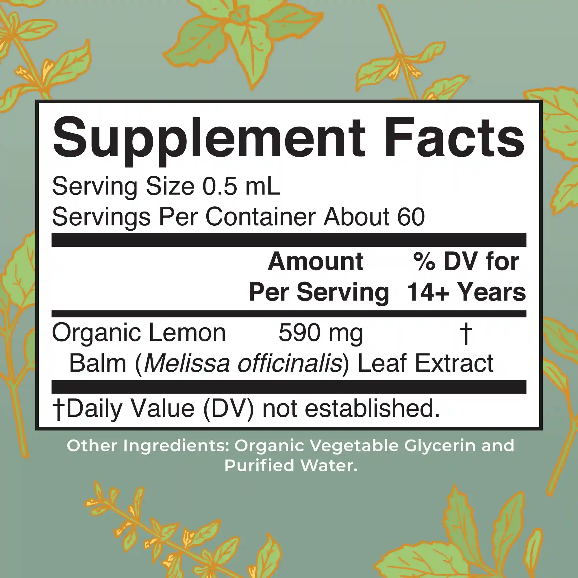Alternative view of Organic Lemon Balm Leaf Liquid Drops