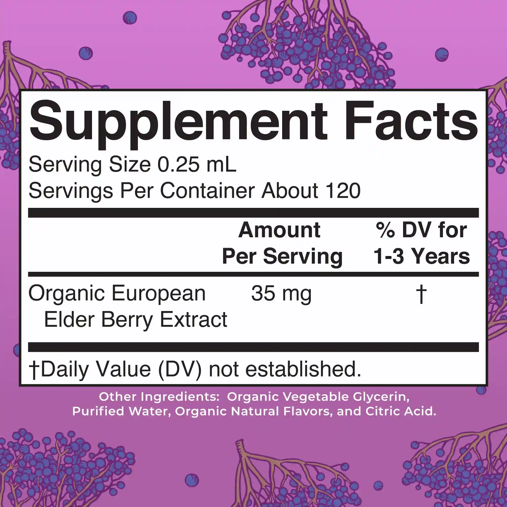 Alternative view of Organic Toddler Elderberry Liquid Drops