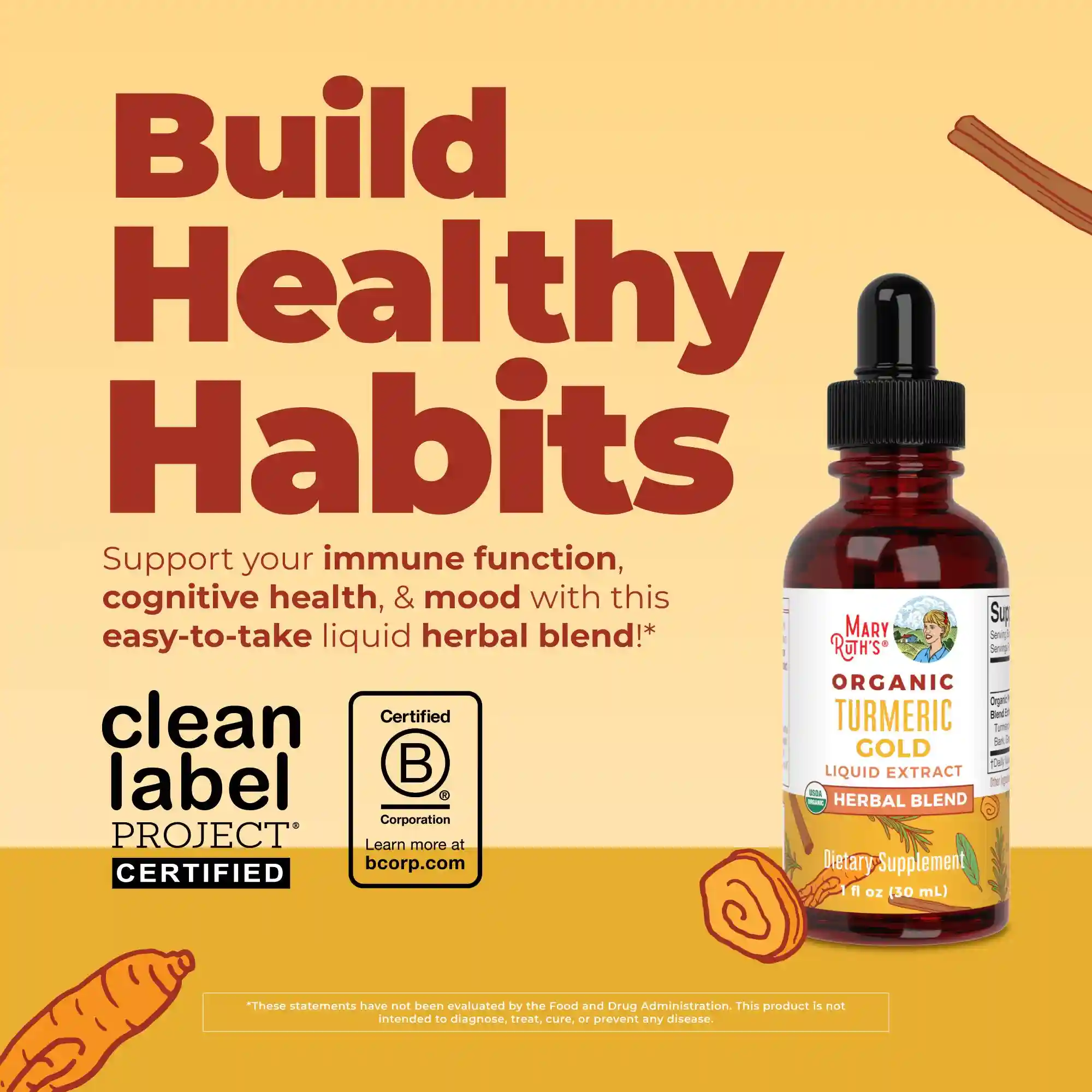 Alternative view of Organic Turmeric Gold Herbal Blend Liquid Drops