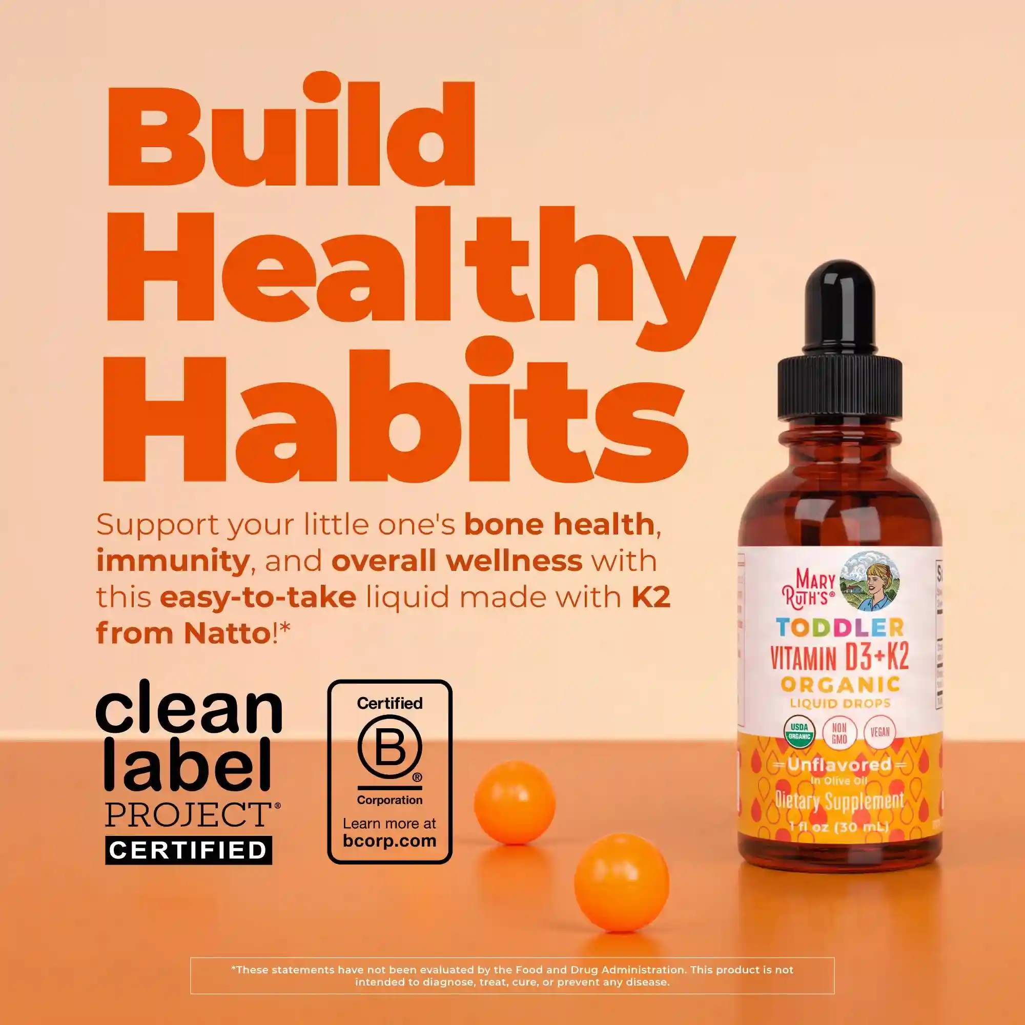 Alternative view of Toddler Vitamin D3+K2 Liquid Drops