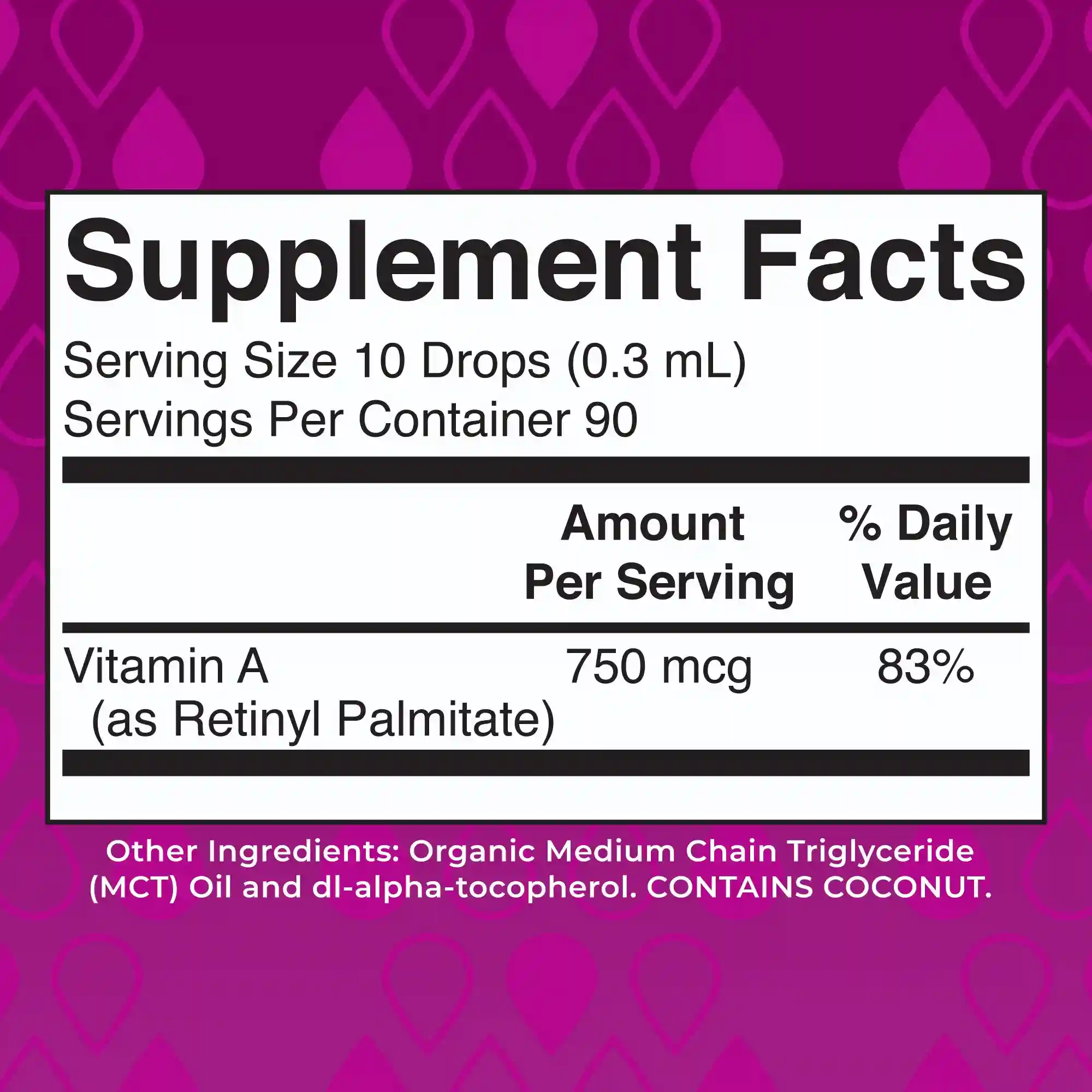 Alternative view of Vitamin A Organic Liquid Drops
